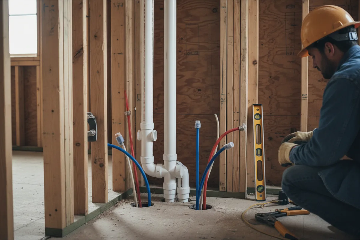 Drain and supply rough-in during Garbage Disposal Repair in Candor