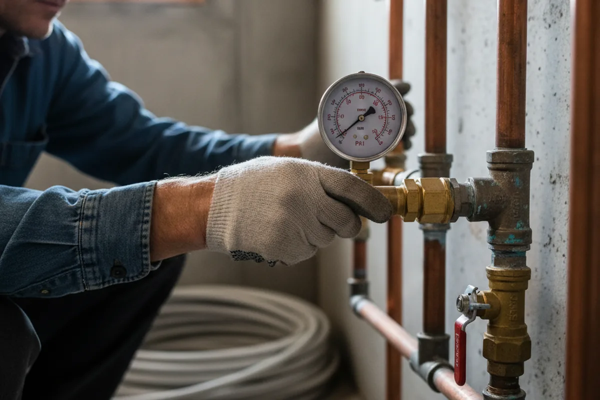 Pressure testing a repaired line during Water Line Repair in Candor